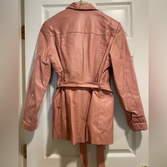 SOLD- Oscar Piel Pink Leather Coat Sz Small - Picture 2 of 4